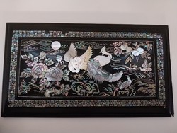 Wall picture with lacquered wood inlay, dragon pattern.