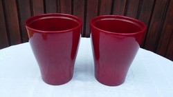 2 burgundy ceramic bowls