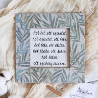 Greenery - photo frame with homemade blessing (grey)