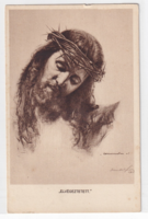 HV:88 Vallásos antik Húsvéti Üdvözlő képeslap postatiszta "Elvégeztetett"