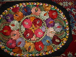 ++Antique matyó silk embroidery decorative pillow front