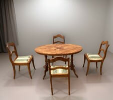 Antique Biedermeier dining table / conference table with 4 chairs