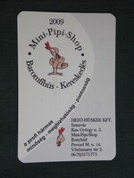 Kártyanaptár, Mini Pipi shop baromfihús üzlet, grafikai reklám figura, kakas, Szászvár,  , 2009, (6)