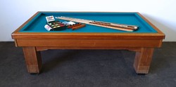 1D871 antique carom pool table 112 x 206 cm with accessories