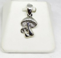 Silver mushroom pendant, engraved special piece, 925 silver