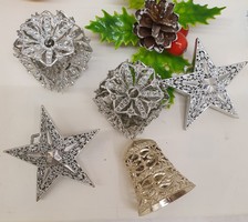 Lace Christmas tree decoration package, star, cube, bell. 5 Pcs