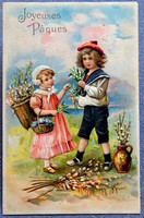 Antique embossed Easter greeting card for children from 1909