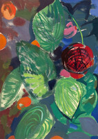 Painter Iván Máriási Masnyik (1928-1997) - red flower c. Graphics