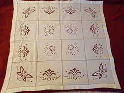 Old, Madeira embroidered batiste tablecloth, 67x63