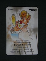 Kártyanaptár, Baruch Erzsébet gyűjtő, Gyömrő, grafikai rajzos humoros, 2009, (6)
