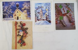 4 postcards, Christmas, New Year's Eve, New Year