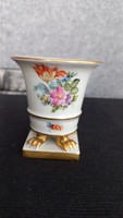 Régi Herendi tulipános karmos porcelán kaspó/váza talapzaton, kézi festésű, aranyozott
