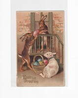 H:130 Antik Húsvéti Üdvözlő dombornyomott képeslap "Aranyozott díszítéssel"