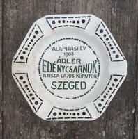 Hollóházi advertising ashtray - ádler pottery hall, Szeged, 1930s