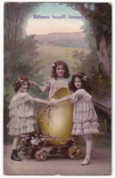 H:120 Antik Húsvéti Üdvözlő képeslap "Fotók" 1909