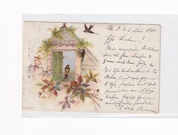 H:107 antique bird greeting card with long address