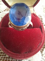 Huge silver ring with blue stones