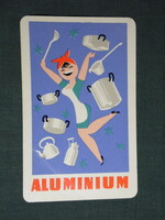 Card calendar, Hungarian aluminum industry, cooker, graphic artist with legs, female model, 1962, (6)