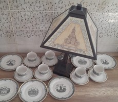 Landmarks of the peaceful city on porcelain sets + lamp with peaceful images