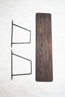 Pair of shelf brackets with 2 wooden shelves