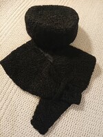 Old black women's fur hat and collar