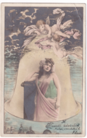 H:120 Antik Húsvéti Üdvözlő képeslap "Fotók" 1903 hosszúcímzéses