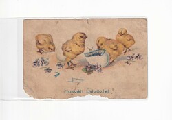H:110 Antik Húsvéti Üdvözlő képeslap "Egérrágta"