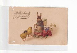 H:129 Antik Húsvéti Üdvözlő képeslap "Egérrágta"