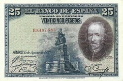 25 peseta pesetas 1928 Spanyolország. Gyönyörű