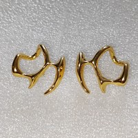 Art deco style thick gold-plated metal earrings