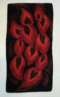 Rich and vibrant vintage wool Danish modern rya rug - red and black 1960-70s