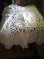 Ribbon crochet embroidered white tablecloth - 76 x 76 - art&decoration