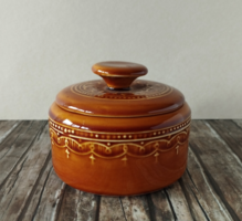 Old beautiful granite Kispest ceramic sugar bowl, bonbonnier