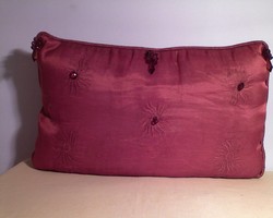 Pair of faux brown beaded silk pillows