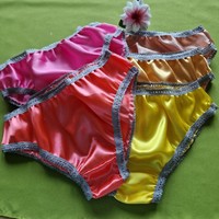 Fen48.4.4 - 5pcs women's underwear - traditional style satin panties l/44-46