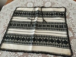 Black and white folk embroidery pillow cover