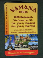 Kártyanaptár, Vamana Tours utazási iroda, Budapest, egzotikus utak,  2009, (6)