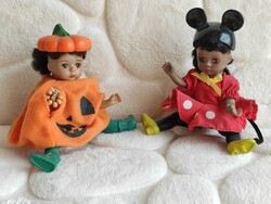 Halloween pumpkin and minnie mouse costume tiny toy dolls
