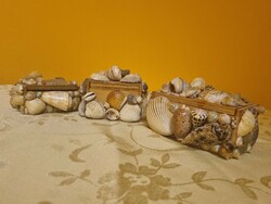 Boxes decorated with sea shells
