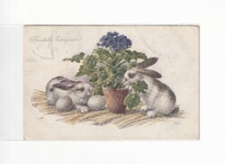 H:157 Húsvéti antik Üdvözlő képeslap "Szép bélyeggel"