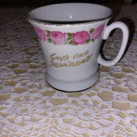 Pink-edged porcelain mug, cup, mahlwerck porcelain + 1 mug as a gift