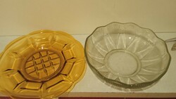 Good heavy white glass bowl. Yellow glass tray together