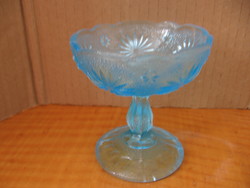 Turquoise blue stemmed glass liqueur glass, candle holder