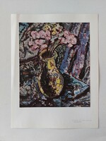 Régi nyomat 1960 művészeti papírkép virág csendélet