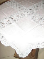 Wonderful blue tablecloth with handmade crochet edges and inserts