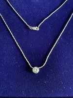 18K white gold necklace, button pendant with brilliant!