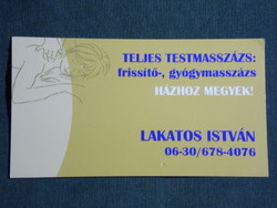 Kártyanaptár, kis méret, Lakatos István gyógymasszázs,grafikai , Pécs, 2010,  (6)