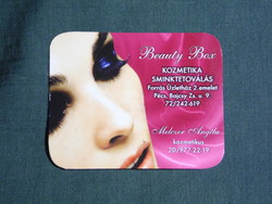 Kártyanaptár, kis méret,Beauty Box kozmetika sminktetoválás,Pécs, erotikus női modell, 2010,  (6)