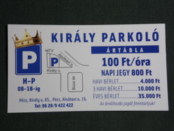 Card calendar, small size, king parking lot, Pécs, 2010, (6)