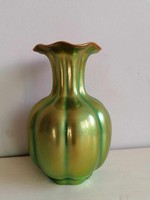 Zsolnay eozin, gerezdes váza 16cm magas!